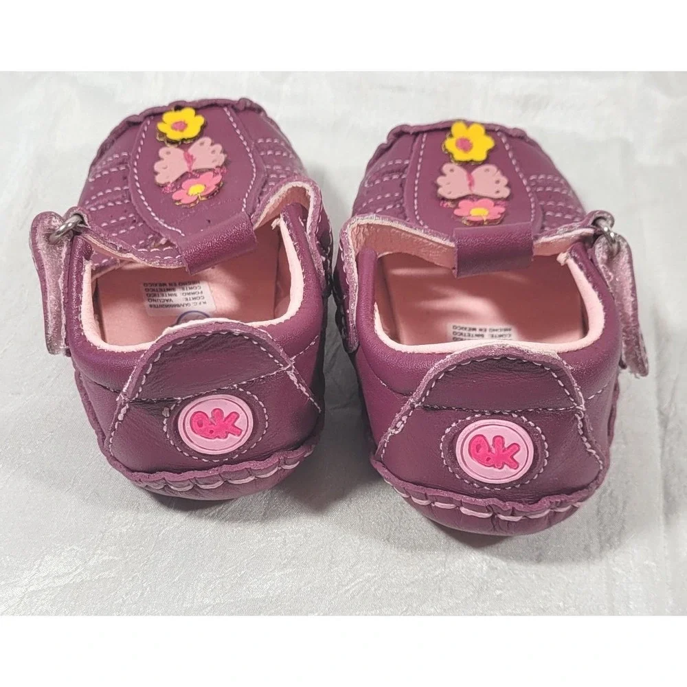 Calzado Bobus Buru's Baby Huarache Shoes w/ Flowers & Butterfly - Plum/Pink 12.5